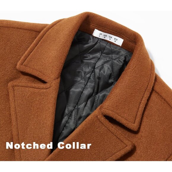 Men's Camel Luxury Full Length Trench Coat Long Wool Overcoat Winter Windbreaker - Picture 5 of 7